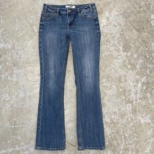 Rock & Roll Women Jeans 25x32 Blue Pants Boot Cut Mid Rise Riding Tag 27x34 FLAW